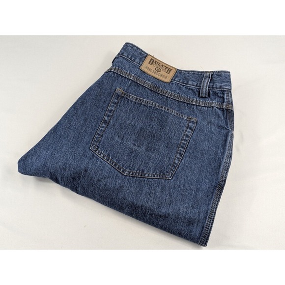 Duluth Jeans Mens Size 42x30 Blue‎ Work Straigh Leg Workwear Denim Pants - Picture 1 of 4